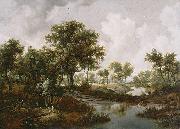 Meindert Hobbema A Wooded Landscape oil painting on canvas